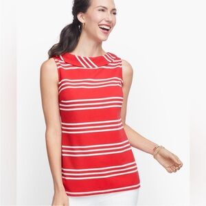 Talbots SP Red and White Striped Sleeveless Top